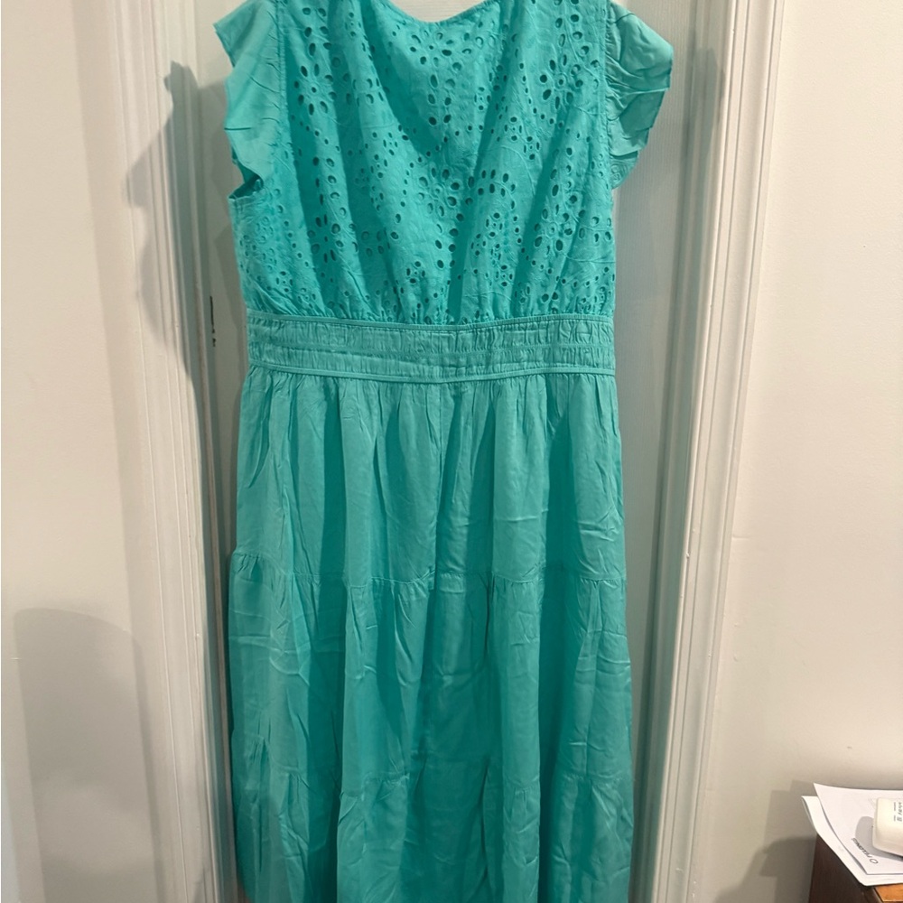 BloomChic Aqua Eyelet Dress - Picture 2 of 4